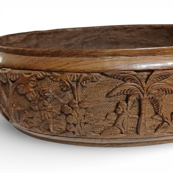 Vintage Madagascar Carved Wood Dish Tribal Handcrafted Decorative Art Piece - Picture 14 of 16